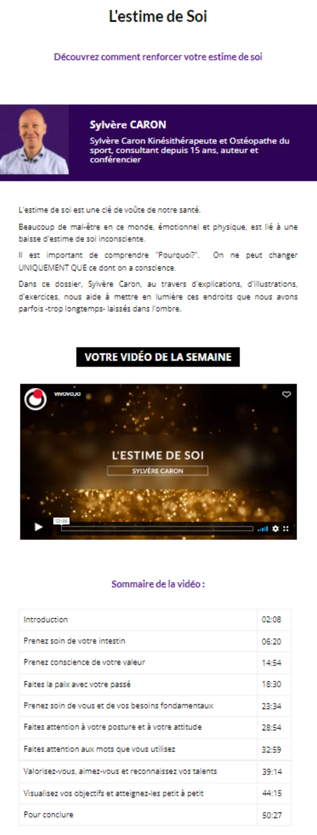 Découvrez comment renforcer votre estime de soi avec Sylvère CARON Avis Dossier DINAMIKA