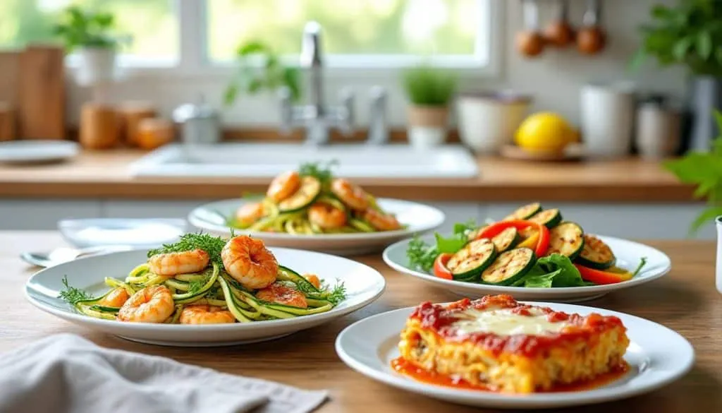 découvrez 4 recettes minceur faciles et rapides à base de crevettes et de courgettes. idéales pour un repas healthy express, savoureux et équilibré !