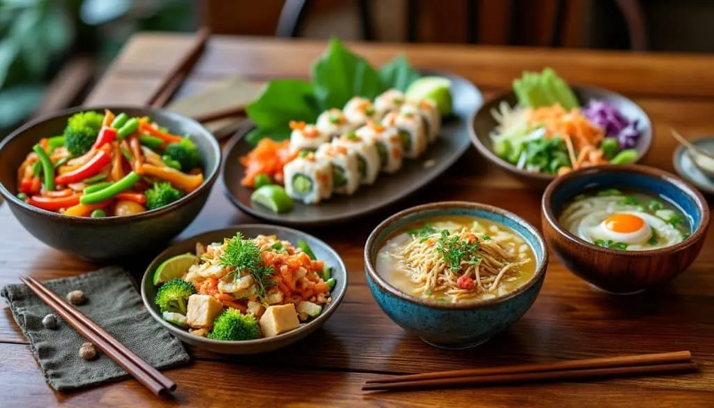 découvrez 5 plats asiatiques minceur, savoureux et équilibrés, riches en légumes croquants et en protéines, pour une alimentation saine et gourmande tout en gardant la ligne.