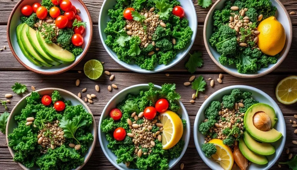 découvrez 6 recettes minceur à indice glycémique bas à base de chou kale et graines de tournesol, alliant santé et saveurs pour une alimentation équilibrée.