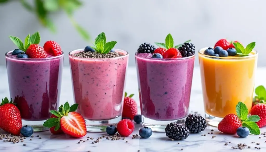 découvrez 6 recettes de smoothies healthy aux baies et graines de chia, riches en antioxydants pour booster votre énergie et votre bien-être au quotidien.