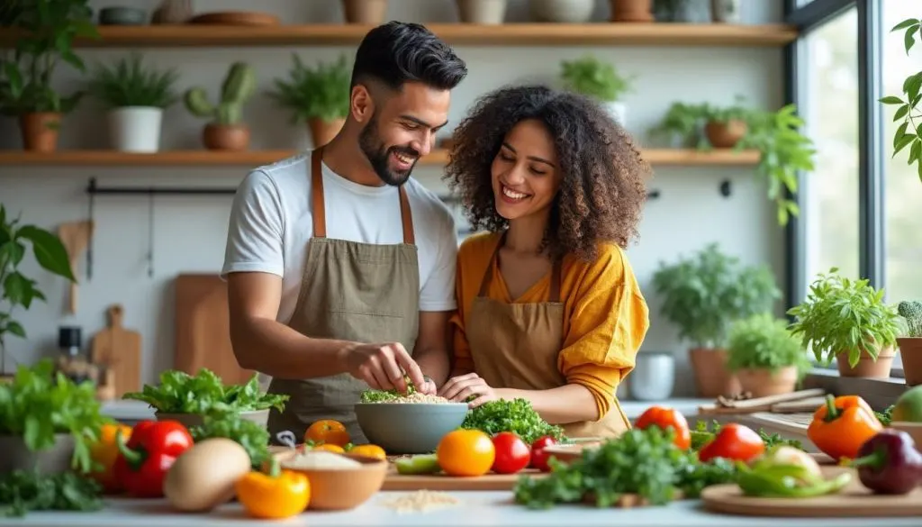 découvrez 7 conseils essentiels de nutrition pour les couples qui souhaitent cuisiner sainement à deux et profiter d'une alimentation équilibrée ensemble.