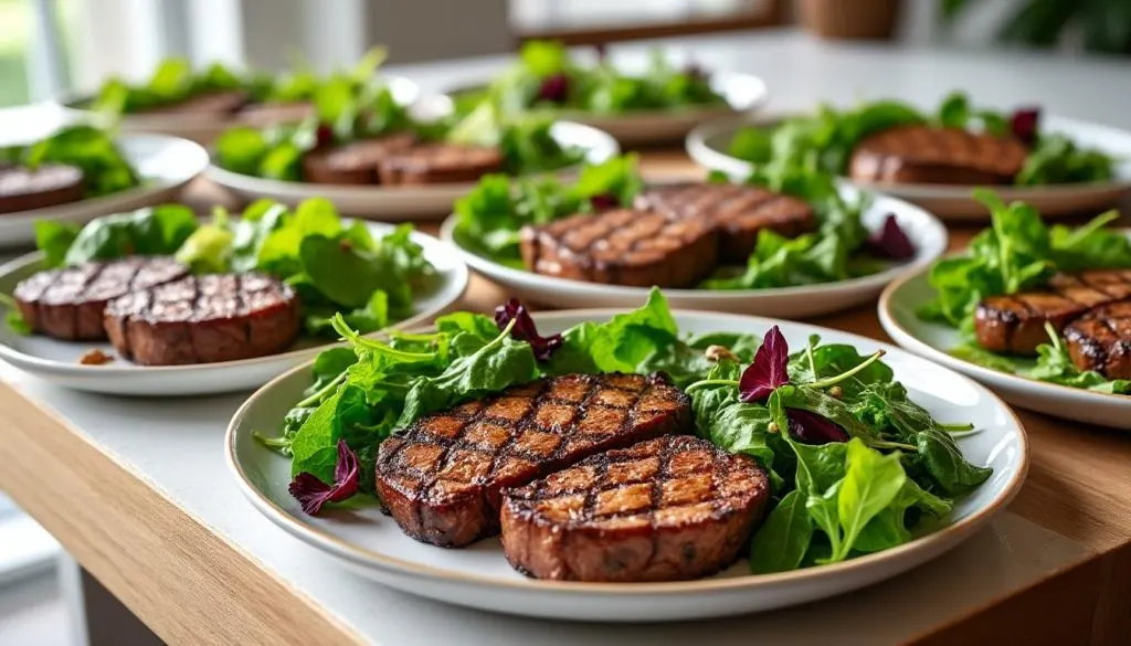 découvrez une recette simple et délicieuse du régime thonon : steak grillé accompagné d'une salade verte, idéale pour la phase 1 du programme.
