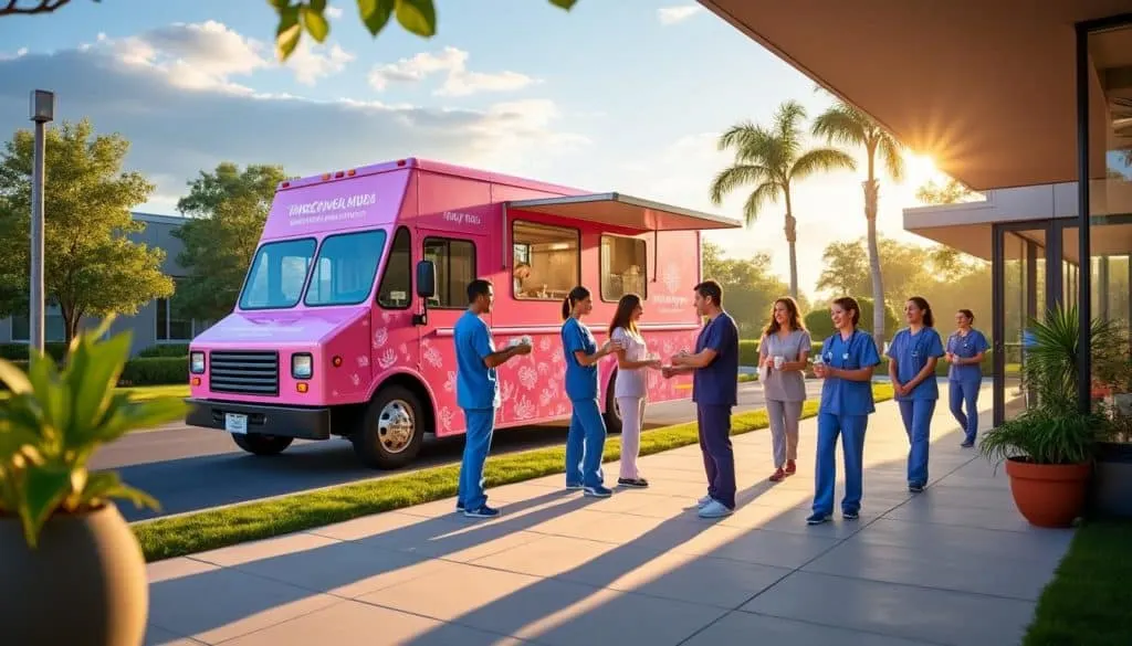 octobre rose : un camion bien-être s'installe à l'hôpital pour offrir aux patients et au personnel une pause de douceur et d'évasion, favorisant le bien-être pendant la campagne de sensibilisation.