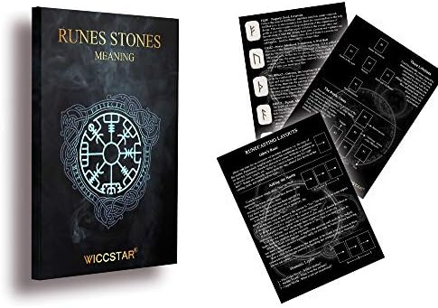 runes divinatoires wiccstar en bois naturel ensemble de 25 avec sac, mise en page et parchemin d'interprétation