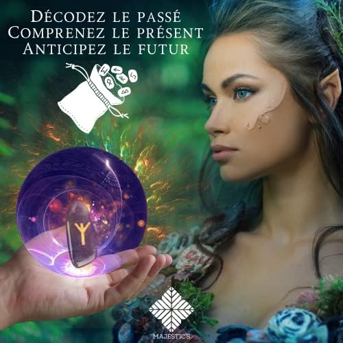 runes viking divinatoires en pierre de lune naturelle de majestic pack prêt à utiliser avec sac noir & ebook (pdf)