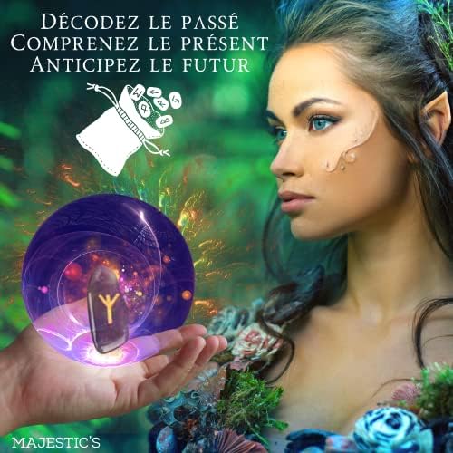 rune divinatoire viking en quartz blanc cristal de roche pack majestueux + sac noir + ebook