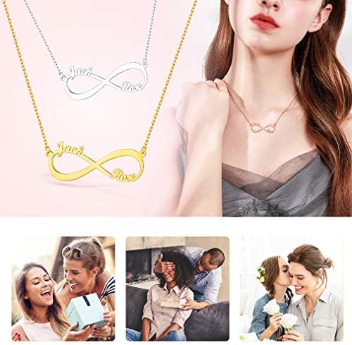 pentacle 925 argent/ acier, collier infini personnalisé 1 4 prénoms, idéal cadeau pour maman, femme, fille
