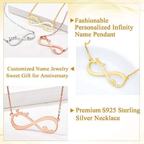 pentacle 925 argent/ acier, collier infini personnalisé 1 4 prénoms, idéal cadeau pour maman, femme, fille