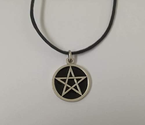 pentacle de protection wicca en argent noir: bijou artisanal Étoilé & symbole des 5 Éléments