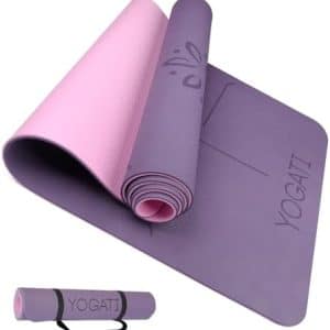 tapis de yoga antidérapant ecologique yogati marquages d'alignement, idéal pilates & fitness, pour adultes et enfants