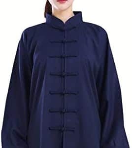 tunique de tai chi et qi gong en coton/lin tenue mixte arts martiaux traditionnels chinois bleu m