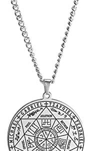collier pentacle de protection amulette talisman archange, acier inoxydable, pour hommes et femmes