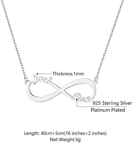 pentacle 925 argent/ acier, collier infini personnalisé 1 4 prénoms, idéal cadeau pour maman, femme, fille