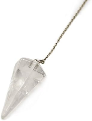pendule quartz naturel polar jade: radiesthésie & chakra reiki avec chaîne & pochette sélection cristal pour sorcellerie
