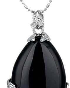 pentacle de protection: collier pendentif élégant en pierre semi précieuse, forme goutte d'eau, 58cm, unisexe