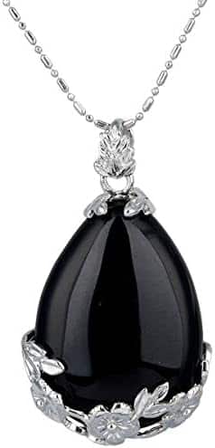 pentacle de protection: collier pendentif élégant en pierre semi précieuse, forme goutte d'eau, 58cm, unisexe