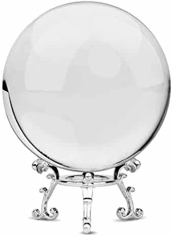 cristal k9 puissant de merrynine: boule de médium 80mm avec support métallique pour photographie et décoration