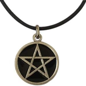pentacle de protection wicca en argent noir: bijou artisanal Étoilé & symbole des 5 Éléments