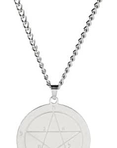 collier pentacle de protection en acier inoxydable, clé de salomon, bijoux cadeau pour homme