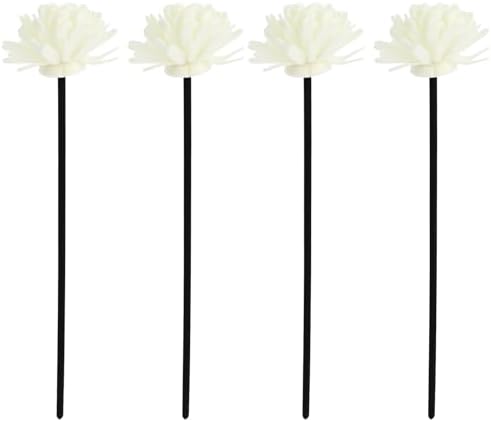 4 bâtons diffuseurs d'arômes tehaux, Élégants en bois de rotin avec fleurs convient aux huiles essentielles