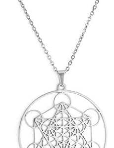 collier pentacle de protection sceaux d'archange metatron, bijoux acier inoxydable, géométrie sacrée