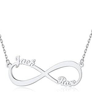 pentacle 925 argent/ acier, collier infini personnalisé 1 4 prénoms, idéal cadeau pour maman, femme, fille