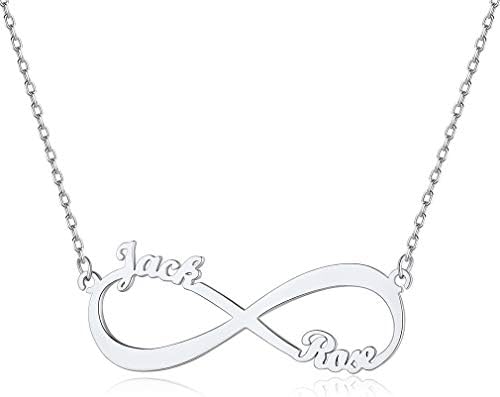 pentacle 925 argent/ acier, collier infini personnalisé 1 4 prénoms, idéal cadeau pour maman, femme, fille