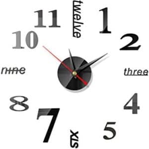 horloge murale 3d diy moderne et métallique gufan décoration salon noir