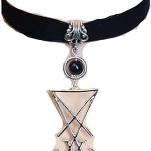 collier ras du cou gothique pentacle de protection lucifer en acier inoxydable bijou satanique en velours noir, idéal pour halloween, mariage, costume