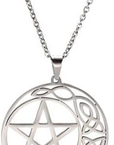 pentacle de protection en acier inoxydable collier pendentif Étoile celtique charme (argent, modèle 1)