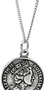 collier pentacle de protection vintage en argent gravure personnalisée elizabeth ii 1988 – 55cm