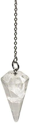 pendule quartz naturel polar jade: radiesthésie & chakra reiki avec chaîne & pochette sélection cristal pour sorcellerie