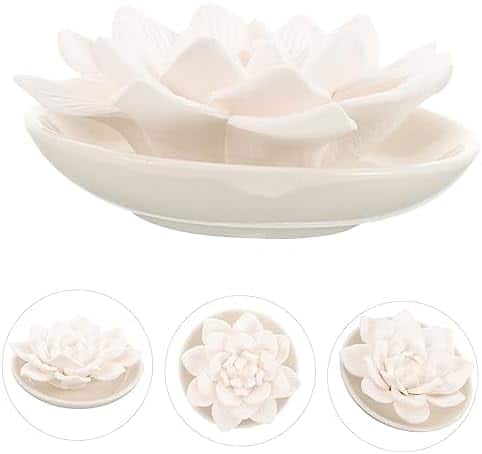 diffuseur d'arômes en céramique lotus sublimer vos huiles essentielles au bureau, blanc