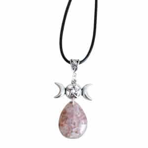 triple lune wicca: pendentif pentacle en orgonite avec quartz rose protection et Énergie pour homme et femme