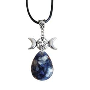 pentacle de protection triple lune orgonite & sodalite amulette wicca Énergisante pour femme & homme