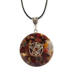 pentacle de protection : collier orgonite améthyste wicca pour hommes et femmes