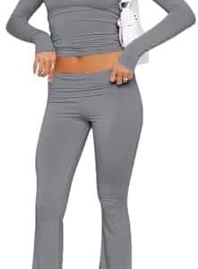ensemble yoga abingoo femme 2 pièces: crop top & pantalon stretch confort