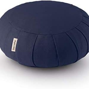 zafu basaho : coussin de méditation bio & lavable en coton, coques de sarrasin