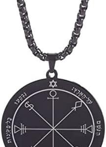pentacle sceau de salomon: collier talisman protecteur en acier inoxydable unisexe soleil pendentif