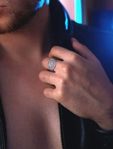 superbe bague ajustable argent 925 avec pentagramme de protection, modèle serpent à deux têtes