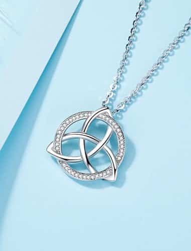 collier pentacle de protection en argent 925 et pierre de lune, sceau de sorcellerie celtique