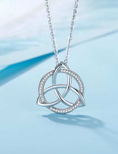 collier pentacle de protection en argent 925 et pierre de lune, sceau de sorcellerie celtique