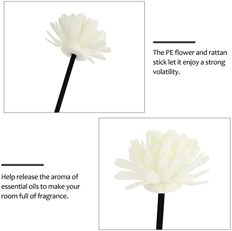 4 bâtons diffuseurs d'arômes tehaux, Élégants en bois de rotin avec fleurs convient aux huiles essentielles