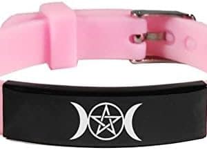 bracelet pentacle triple déesse en silicone protection pour femme, homme, enfant noir, rose