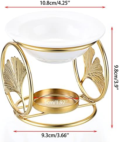 diffuseur d'arômes olegei doré: brûleur d'huiles essentielles en métal avec bol en céramique accessoire déco luxueux pour bureau et chambre