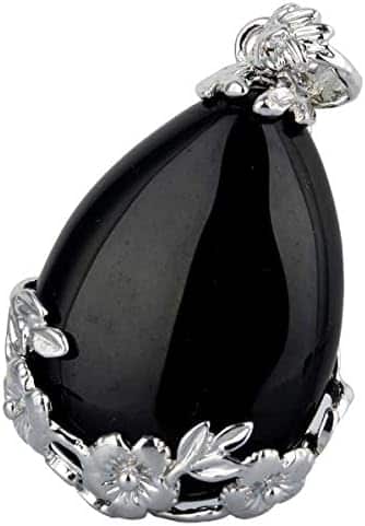pentacle de protection: collier pendentif élégant en pierre semi précieuse, forme goutte d'eau, 58cm, unisexe