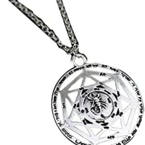 munani : collier pentacle protection clé de salomon, bijou wiccan personnalisé steampunk