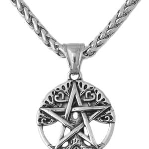 collier pentacle de protection vintage yggdrasil viking en acier inoxydable cadeau bijoux homme