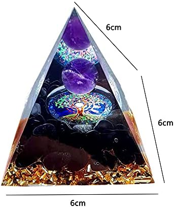 orgonite pyramide 7 chakras elément de décoration spirituelle pour méditation, yoga et divination avec cristal d'améthyste